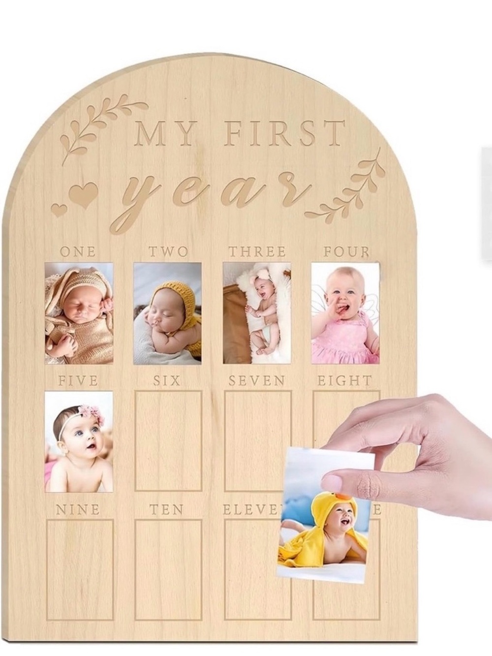 Wooden 'My First Year' Baby Photo Display Frame - Natural